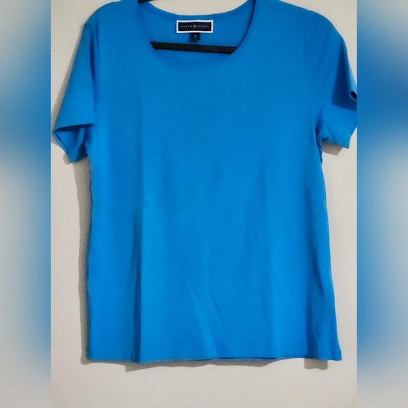 Karen Scott Fitted Blue Short Sleeve Tee - Picture 5 of 12